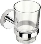 Croydex Bathrooms Nabis Elixir Wall Mounted Chrome & Glass Tumbler and Toothbrush Holder for Bathroom, Bedroom & Shower