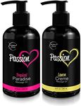 Passion Massage Oil for Couples – Set of 2 Massaging Oils Lemon Crème & Tropical Paradise. All Natural with Almond & Jojoba Oils. Great for Women & Men. Full Body Oil for Relaxation & Aromatherapy