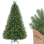 SALCAR Christmas Tree 6ft – 100% PE Injection Moulded Full & Realistic Artificial Xmas Tree with Sturdy Metal Stand and Odorless Branch Tips, Quick Setup