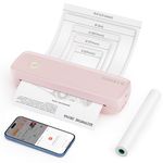 MUNBYN Portable Printer Wireless for Travel ITP04, Thermal Bluetooth Printer, Support 8.5x11&A4 Thermal Paper, Inkless Printer, Compatible with Android and iOS Phone & Laptop, Small Printer (Pink)