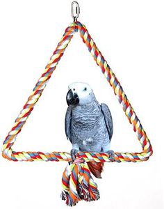 KINTOR Medium Triangle Rope Swing Bird Toy Parrot Cage Toys Cages Conure African Grey