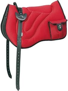 PIONEER Silla de Caballo en Air Mesh Resistente y Transpirable para Monta Natural, Silla de Equitación Confort Hecha en Italia, Bareback 60 x 45cm con Cincha de Neopreno - Rojo