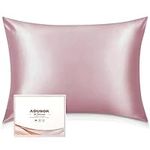 Adubor Silk Pillowcase for Hair and Skin with Hidden Zipper, Both Side 23 Momme Silk,900 Thread Count (50x75CM, Rouge Pink, 1pc)