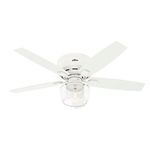 Hunter Fan Company 50280 Bennett Ceiling Fan, 52, Matte White Finish