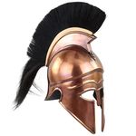 Medieval Warrior Greek Corinthian Wearable Armor Helmet with Plumes & Hairs | Leather Liner | Roman Trojan Warrior Knight Spartan LARP Costume Silver (Corinthian Copper - Without Base)