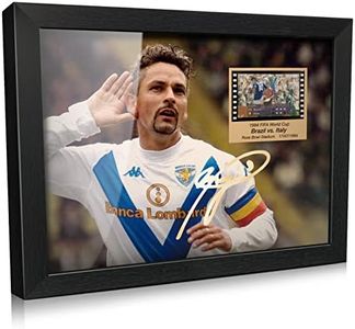 ORIMAMI Signed Soccer Roberto Baggio Photo Framed Poster 8x6 Inches,with 1x35mm Memorabilia Film Display,Cool Roberto Baggio Gifts for Fans