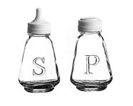 Glass Salt and Pepper Shaker Pot Set of 2 Classic Clear Glass Traditional Cruet Set Cafe-Style Dispenser Bottles