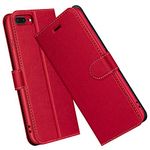 ELESNOW Case for iPhone 7 Plus / 8 Plus, Premium Leather Flip Phone Case Cover with Magnetic Closure Compatible with Apple iPhone 7 Plus / 8 Plus (Red)