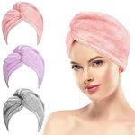 Glivary Set of 3 Hair Towel Absorbent Towel Bathrobe Magic Hair Warp Towel Super Quick-Drying Microfiber 500 GSM Bath Towel Bath Towel (Multicolor) (3)