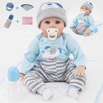 ZIYIUI Realistic Baby Dolls Soft Vinyl Silicone Newborn Reborn Dolls 22 inch 55cm Look Real Reborn Baby Boy Dolls Handmade Silicone Soft Realistic Cute Male Baby Girl Baby Birthday Gift Reborn Dolls