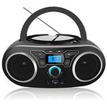 Portable Radio CD Player Boombox,with Bluetooth,FM Radio,USB/MP3/CD-R/CD-RW/WMA Playback, Compact CD Radio Player Stereo System,CD Players for Home Outdoor