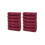 Trident Soft Comfort Air Rich 100% Cotton Towel for Face, 500 GSM Highly Absorbent Towels for Men/Women, 12Pc Face Towel Set (30.5 cm X 30.5 cm), Red Wine