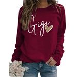 DUDIHOHX Gigi Sweatshirt Women Gigi Leopard Graphic Gigi Gifts for Grandma Casual Long Sleeve Nana Trendy Pullovers Tops