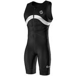 SLS3 Triathlon Suits Mens - Premium Tri Suit - Men Triathlon Suit - Sleeveless Trisuit - Triathlon Men Pro FX Fabrics, Padded, Back Pocket (Black, X-Large)