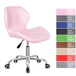 EUCO Desk chair for Home,PU Leather Pink Comfy Padded Computer Chair Adjustable Height Swivel Chair Kids Chair,Home/Office Furniture