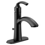 Moen 6170BL Glyde Single Handle Bathroom Sink Faucet with Optional Deckplate, Matte Black