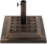 Best Choice Products 26lb Outdoor Patio Umbrella Stand Heavy-Duty Steel Square Umbrella Base w/Bronze Finish, Decorative Basket Weave Pattern