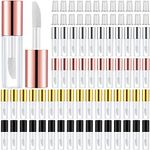 Patelai 100 Pieces 1.2 ml Clear Mini Lip Gloss Tube Refillable Empty Lip Balm Gloss Containers for Women Girls DIY Makeup, Gold, Rose Gold, Black, Silver