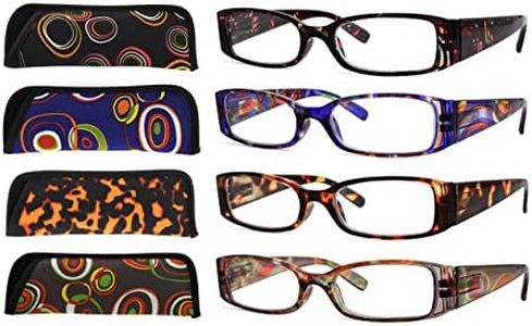 Eyekepper 4-Pack Beautiful Colors Spring Hinge Rectangular Reading Glasses +1.50