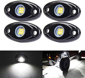 White LED Rock Lights, 4 Pods Neon 12V Waterproof Underglow Underbody Kit Crawler Crawling Dome Exterior Wheel Lights for ATV RZR UTV SUV Off-Road Auto Boat Motorcycle Glow Trail Rig Fender Lamp