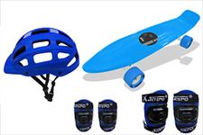 jaspo Polypropylene Ride on Penny Board Intact Fiber Skateboard Combo for Age Group Upto 10 Years (22" x 5.5" Blue)