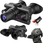 BraveKing 4K Helmet Mounted Night Vision Binoculars, 8X Digital Zoom 40MP Photos 4K Videos Recording 1968ft Viewing Range Infrared Night Vision Goggles for Adults with Tactical Light, 32G SD Card