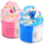 2 Pack Cloud Slime Kit with Blue Stitch and Pink Peachybbies Charms, Scented DIY Slime Supplies for Girls and Boys, Stress Relief Toy for Kids Education, Party Favor, Gift and Birthday