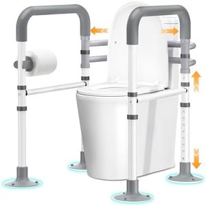 AOSUM Toilet Safety Rails for Elerly Adults (350 lb) - Adjustable Detachable Toilet Safety Frame with Handles for Heavy Duty Toilet Safety Rails Elderly and Handicapped
