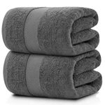 White Classic - Luxury Bath Sheet Towels for Adults Extra Large | Highly Absorbent Hotel spa Bathroom Towel | 35x70 Inch | 2 Pack (Dark Gray)