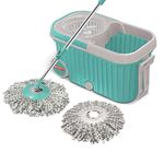 Spotzero by Milton Elite Spin Mop with Bigger Wheels and Plastic Auto Fold Handle for 360 Degree Cleaning (Aqua Green, Two Refills), 4 Pcs