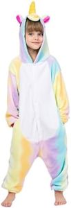 Costume Bay Animal Onesie Dinosaur Unicorn Kigirumi for Kids Boys Girls Unisex Halloween Cosplay Costume One-Piece Jumpsuit Book Week (Fluro Rainbow Unicorn, E)