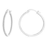 PAVOI 14K Gold Plated 925 Sterling Silver Post Cubic Zirconia Hoop Earrings | Large White Gold Hoops