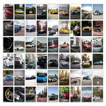 CodersParadise Aesthetic 54 Pcs Cars Wall Collage Kit - 4 x 6 Inches Posters - Wall Prints for Bedroom, Living Room, Office Decoration - Glue Dots Included