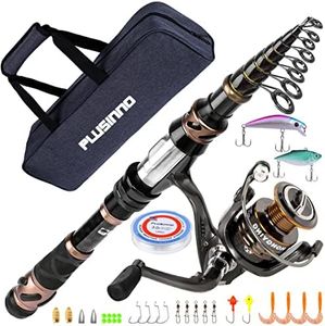 PLUSINNO Fishing Rod and Reel Combos, Toray 24-Ton Carbon Matrix Telescopic Fishing Rod Pole, 12 +1 Shielded Bearings Stainless Steel BB Spinning Reel, Saltwater and Freshwater Fishing Gear Kit