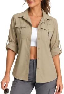XYLPHTHONG Women's UPF 50+ Safari Shirt, Quick Dry Long Sleeve Button Down