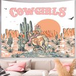 Apdidl Country Western Room Decor Tapestry for Bedroom Teen Girls, Pink Western Cowgirl Gifts Wall Aesthetic Tapestry, Retro Cute Girl Tapestries Wall Hanging for Dorm Room Decor (51"x60")