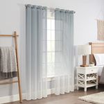 ECLIPSE Ines Printed Ombre Textured Sheer Grommet Window Curtains for Living Room (2 Panels), 52 in x 95 in, Aqua