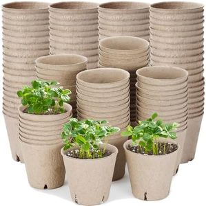 Doter 100pcs Peat Pots for Seedlings, 3.15 Inch Biodegradable Small Nursery Pots for Plants