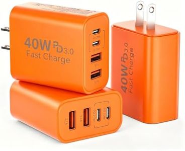 USB C Wall Fast Charger Block, 40W 4-Port Type C Chargers Fast Charging Blocks PD Power Charger Adapter+QC 3.0 USB Multiport Charger Brick for Phone 17/16/15/14/13/12 Pro Max, i-Pad, Galaxy S25-3Pack