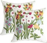 YIcabinet Pack of 2 Throw Pillow Covers,Cute Flowers Embroidered Pillow Case Soft Decorative Pillowcases for Home Sofa Couch 18x18 Inch