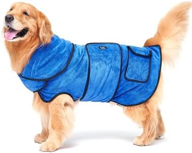 Dog Drying Coat, Dog Bathrobe Towel, 800 GSM Super Absorbent Dog Robes, 100% Microfibre Fast Drying Soft Adjustable Pet Dog Bath Robe Towel, Thick Double-layer Design,for After Bath Beach Pool, Blue-M