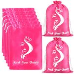 Wig Bags Satin Packaging Bags for Wigs, Bundles,Hair Extensions,Tools, business gift bags Hair Storage and Travel Bags Soft Silk Satin Pouches with Drawstring (6 PCS Pink)