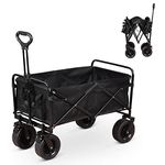 Garden Trolley with Wheels Heavy Duty Foldable Pull Wagon Hand Cart Collapsible Garden Cart Folding Camping Cart Festival Trolley for Beach, Camping, Weeding and Outdoor, 90 X 50 X 100cm, 150Kg Max