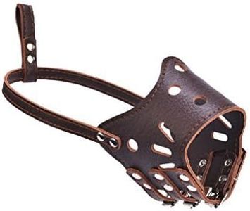 PUPSCOMFORT Adjustable Dog Mouth Cover Muzzle for Anti Biting - PU Leather Closure Type Mouth Mask (Brown_L)