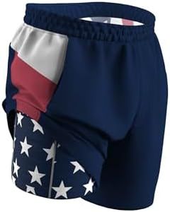 Shinesty Hammock Support Pouch Workout Shorts | 7" Men's Compression Shorts (US, Alpha, Small, Regular, Regular, 9", American Flag)