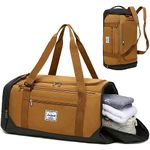 Laripwit Travel Duffle Bag for Men - 40L Sports Gym Bag with Shoe Compartment and Wet Pocket - Versatile for Weekender Overnight Bag for Women Medium Traveling Backpack, Brown