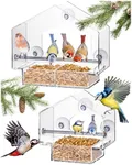 Hatortempt Clear Window Bird Feeder - Set of 2 - Squirrel Proof Bird Feeders for Outdoors - Durable Plastic Wild Avian House for Outdoor Viewing - Easy-to-Clean