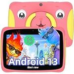 Blackview Kids Tablet Tab 3 Kids, 7 inch Android 13 Tablet, 4(2+2) GB+32GB/TF 1TB, Android Tablet for Kids with Parental Controls, Google Play/Dual Speakers, Pre-Installed iKids Learning Tablet, Pink