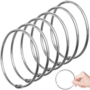 Attoshow 6 Pack 4 Inch Large Binder Rings, Nickel Plated Steel, Extra Large Loose Leaf Ring for Binders, Index Cards, Keychain, DIY Crafts, Memos, Photos, Files & Scrapbooking (Silver)