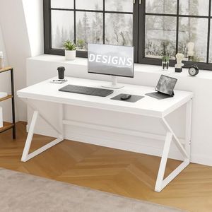 Klaxon Modern Computer Table for Home PC – Multipurpose Office Desk for Home & Work | Gaming Table, Computer Table, Desktop Table for Home Office (140 CM - White, with Installation)